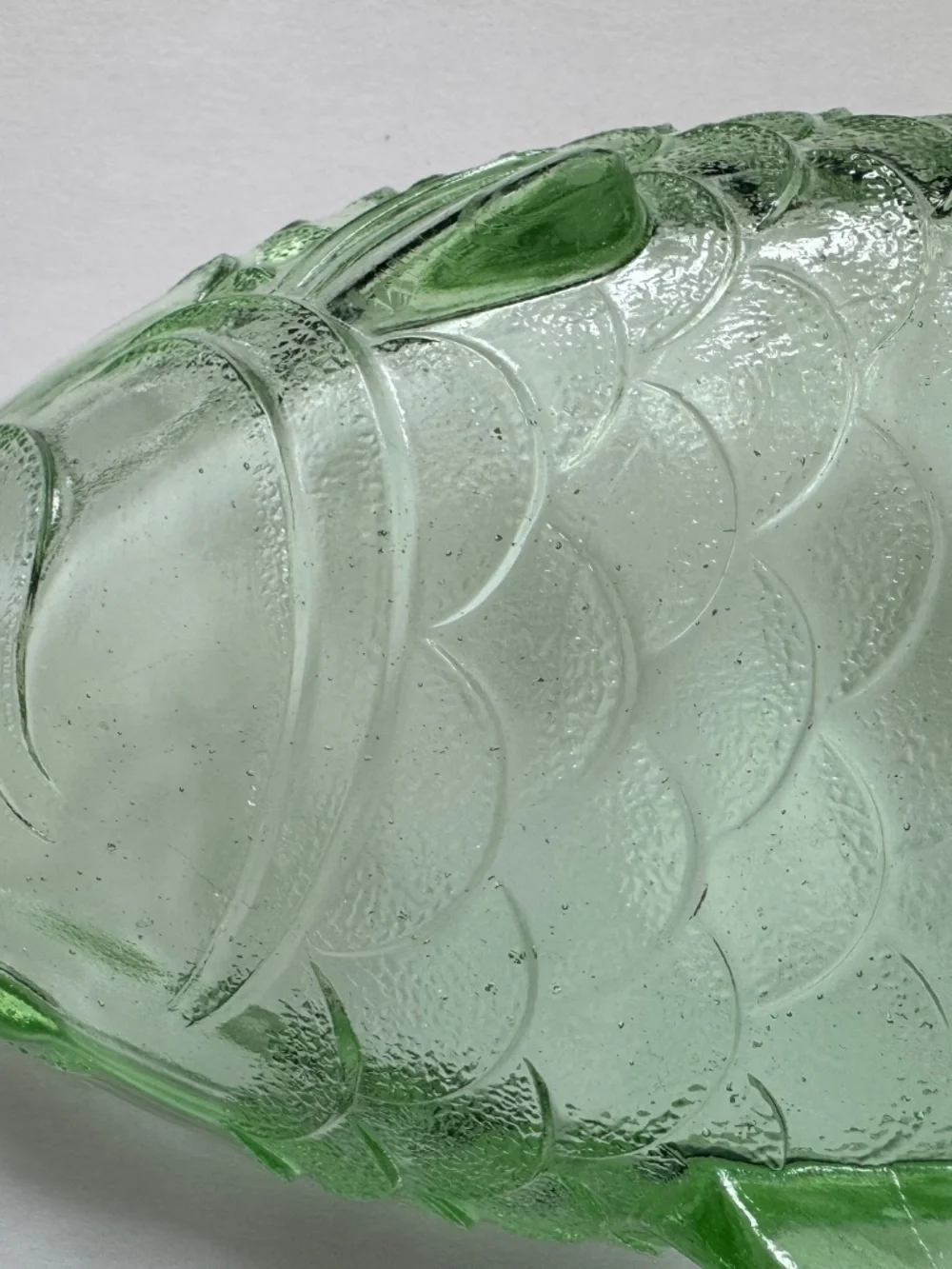 Ankerglas Bernsdorf 50s Pressed Green Glass Fish Dish - German Buffet Snack Dish